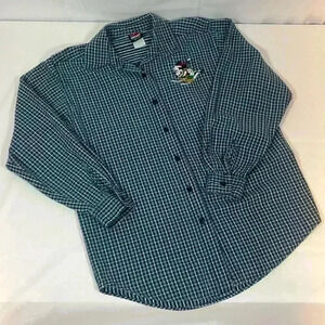 JERRY LEIGH MICKEY UNLIMITED WOMENS PLAID L/S SHIRT EMBROIDERED MICKEY SKIING